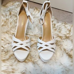 New white high heels sandals